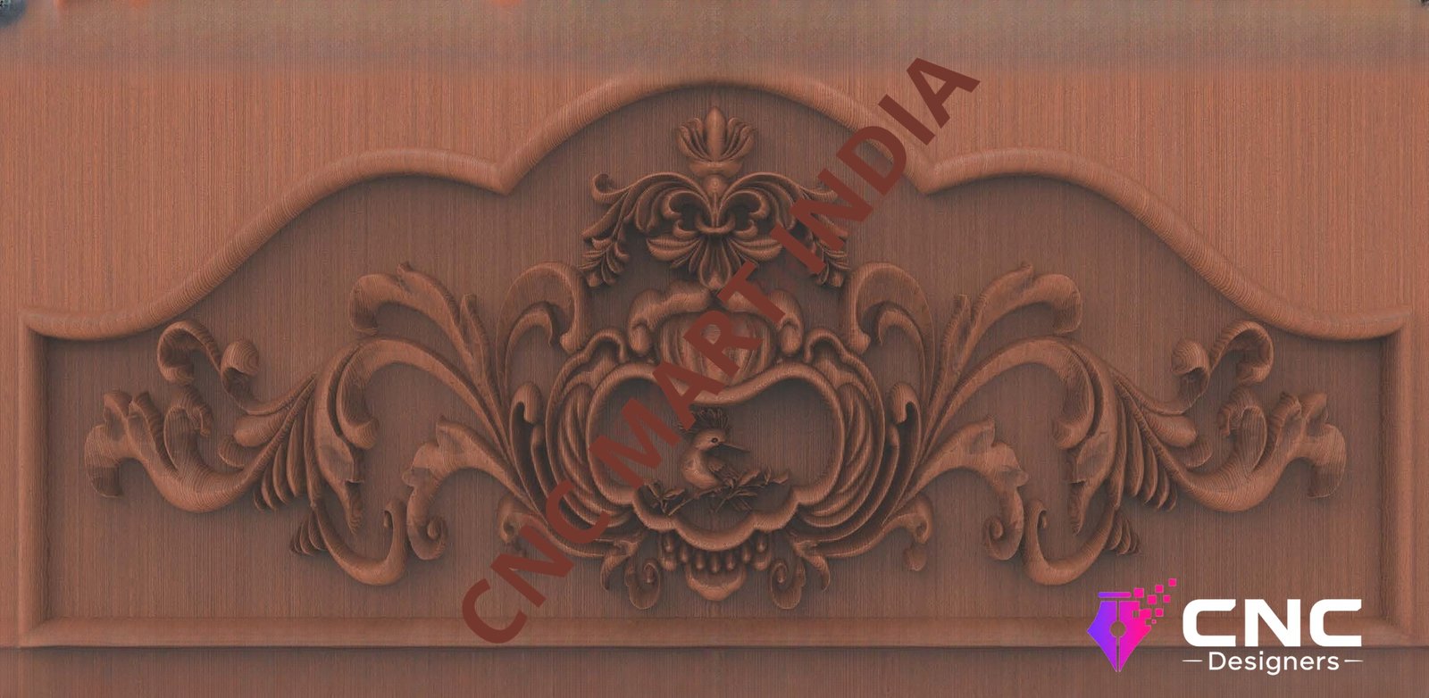 Beds & Sofa - BS-15 Elegant Baroque Floral Headboard Carving 3D Model